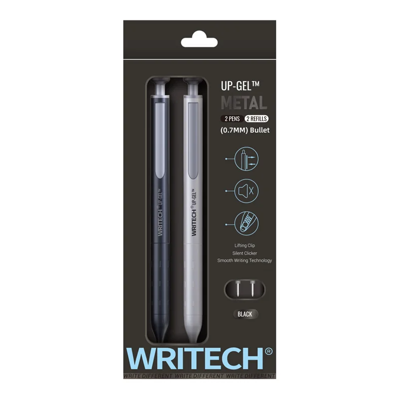 WRITECH W-0156 METAL UP SİYAH-BEYAZ GÖVDE 0,7MM SİYAH JEL KALEM - 2'Lİ