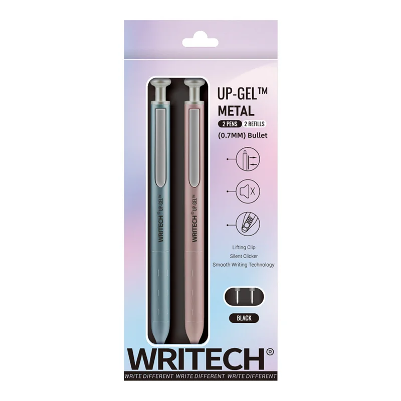 WRITECH W-0156 METAL UP MAVİ-PEMBE GÖVDE 0,7MM MAVİ JEL KALEM - 2'Lİ
