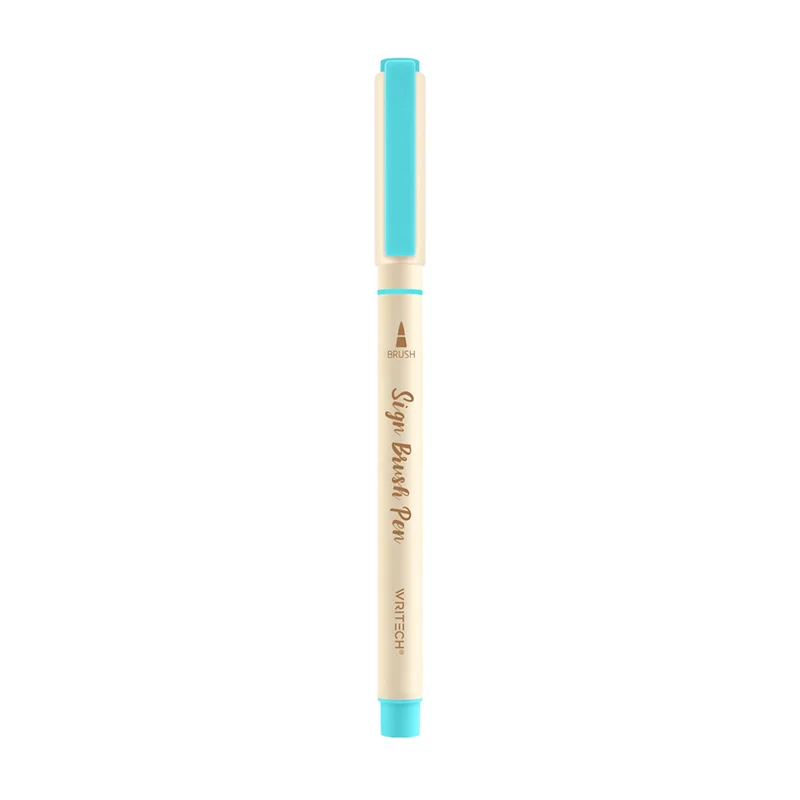 WRITECH W-827 FIRÇA TİP KEÇELİ KALEM AQUA - 12'Lİ KUTU