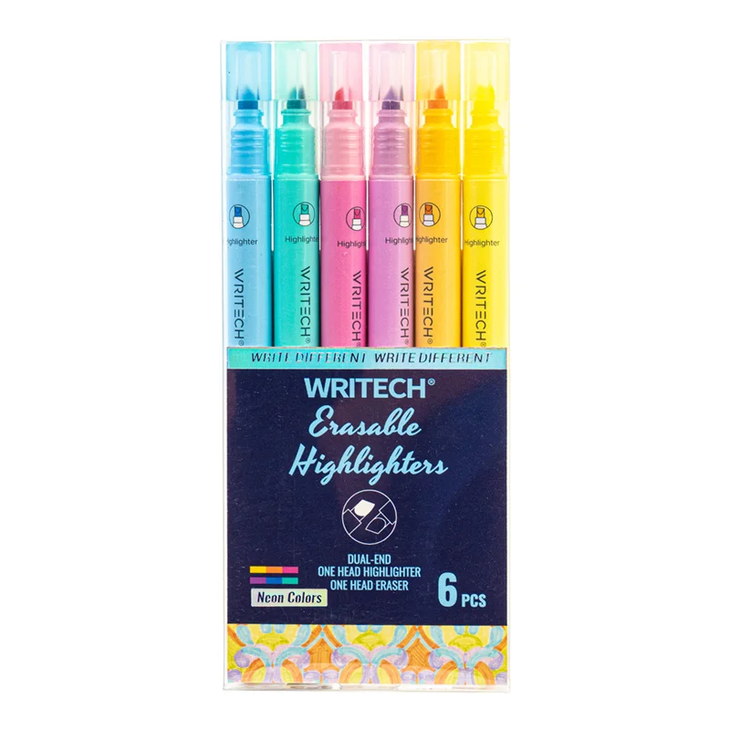 WRITECH W-822 SİLİNEBİLİR FOSFORLU KALEM NEON - 6'LI SET