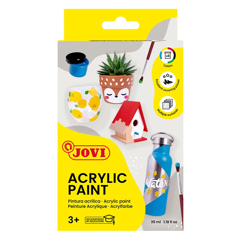 JOVI 670 AKRİLİK BOYA 35ML KUTU + FIRÇA ASORTİ RENKLER - 6 RENK