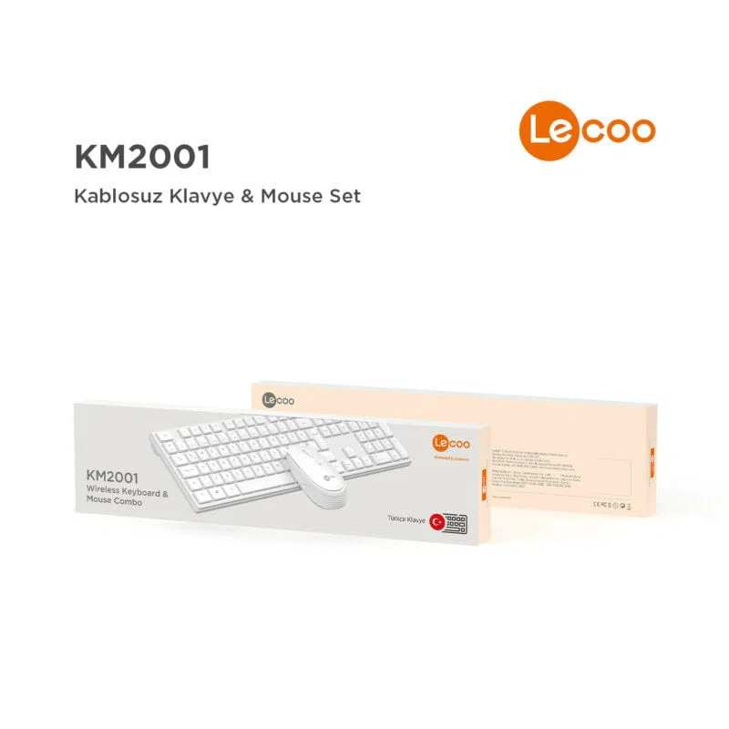 LECOO KM2001 KLAVYE &amp; MOUSE KABLOSUZ SET BEYAZ