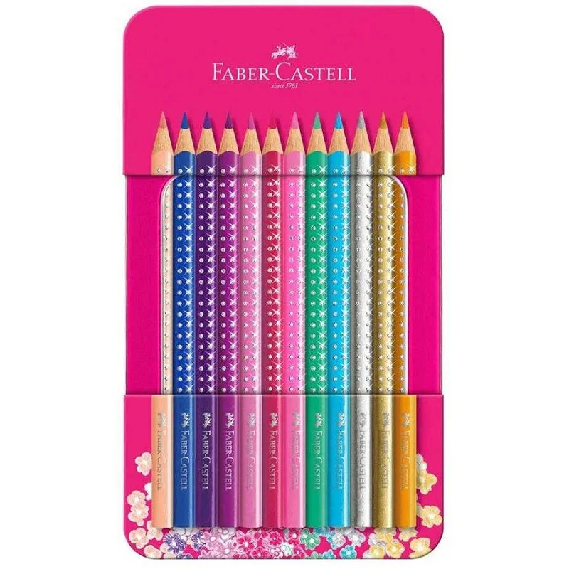 FABER 12 RENK PARLAK RENKLER KURU BOYA METAL KUTU 201737 (Best)