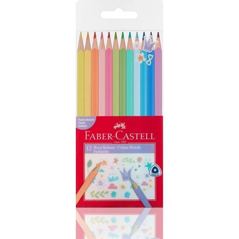 FABER 12 RENK ÜÇGEN KURU BOYA PASTEL RENKLER 116313 (Best)
