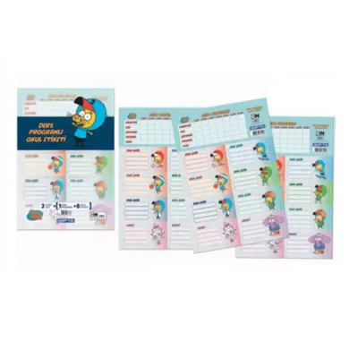 GIPTA KRAL ŞAKİR DERS PROGRAMLI 3 LÜ OKUL ETİKETİ  6012 (Best)