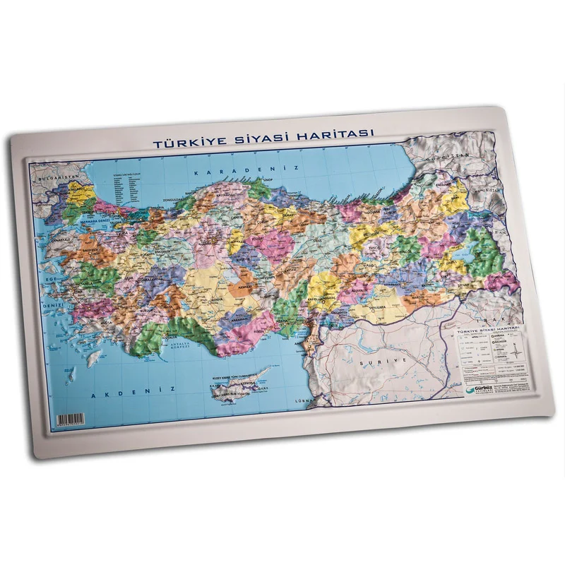 GÜRBÜZ 25021 KABARTMA HARİTA TÜRKİYE SİYASİ 35x50 (Best)