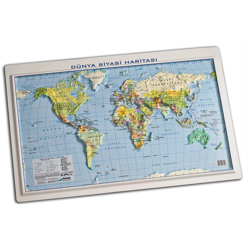 GÜRBÜZ 26021 KABARTMA HARİTA DÜNYA SİYASİ 35x50 (Best)