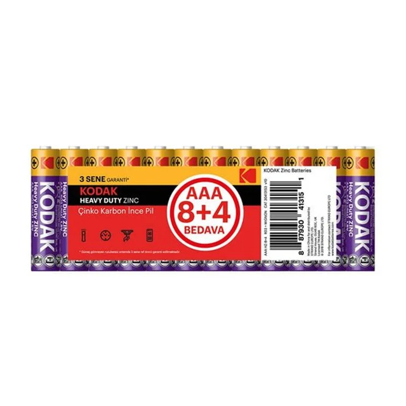 KODAK AAA 8+4 İNCE PİL ÇİNKO KARBON 30413153 (Best)