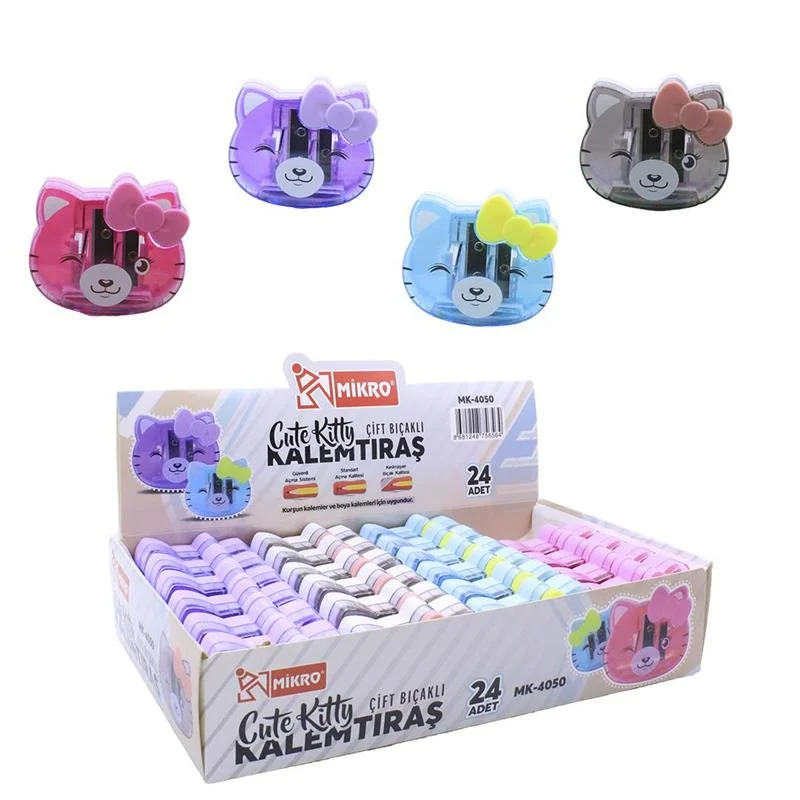 MİKRO MK 4050-24 CUTE KITTY ÇİFT BIÇAKLI KALEMTRAŞ (Best)