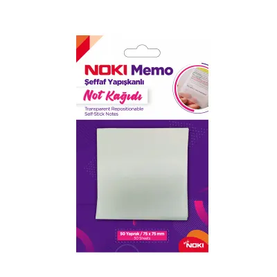 NOKİ MEMO 75x75 ŞEFFAF 50 YP YAPIŞKANLI NOT KAĞIDI POSTİT 12300 (Best)