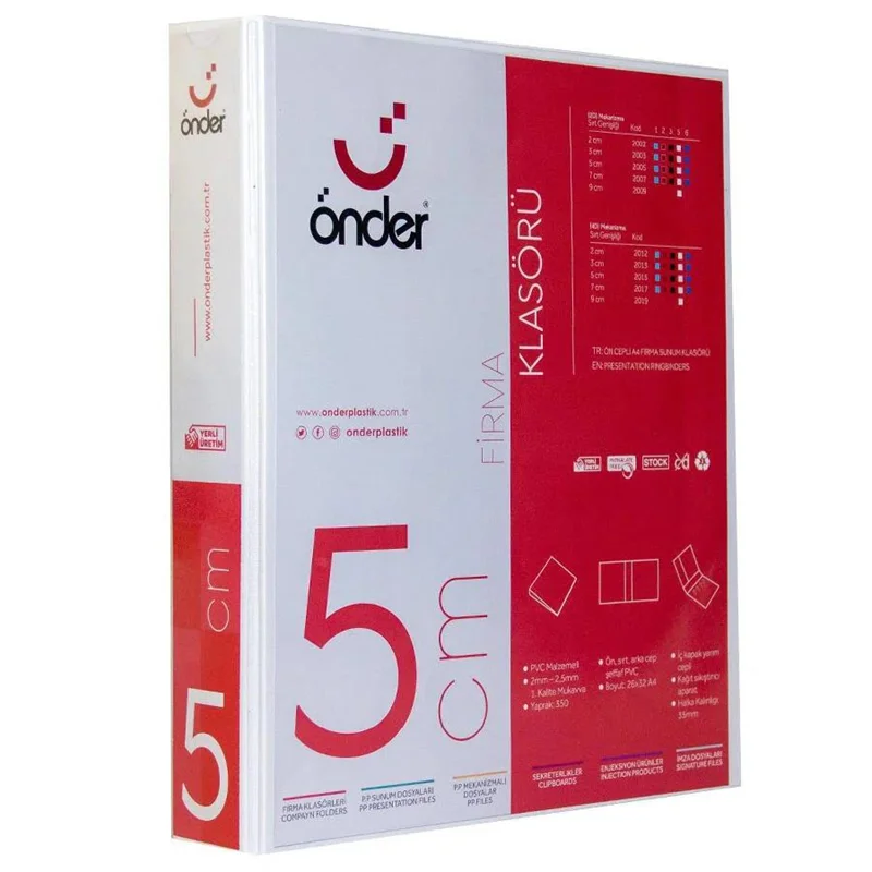 ÖNDER 5 cm 2 HALKALI BEYAZ KLASÖR 2005-5 (Best)