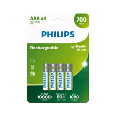 PHILPS R03B4A70/10 İNCE ŞARJLI PİL 4 LÜ 700 MAH (Best)