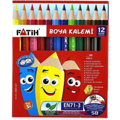 FATİH 12 RENK 1/2 YARIM BOY KURU BOYA 33012 (Best)