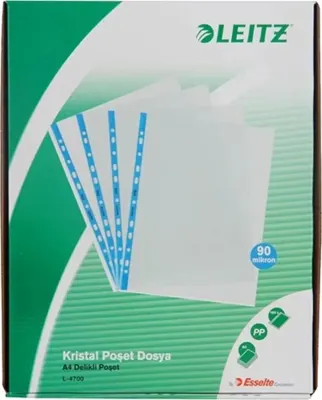 LEITZ L-4700T KRİSTAL POŞET DOSYA MAVİ 90 MİK. 100  LÜ (Best)