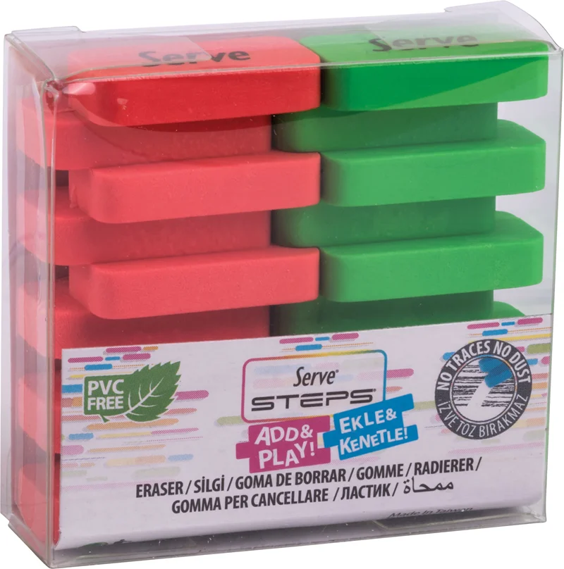 SERVE STEPS SİLGİ FOSFORLU KIRMIZI-YESIL 2LI PET SV-STEPSSGP2FKFY