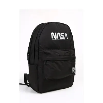 ME 24978 NASA FERMUAR DETAYLI SİYAH SIRT ÇANTASI (Best)