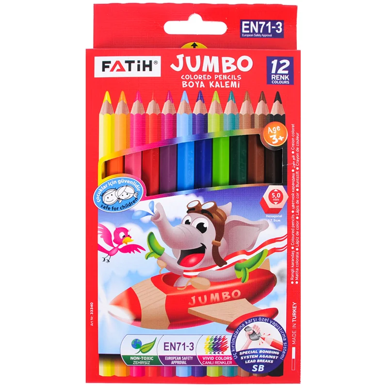 FATİH KURU BOYA 12 RENK JUMBO TAM BOY FA33340KB12RTB