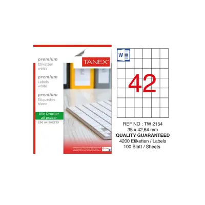 TANEX 35x42,64 LASER ETİKET TW-2154 (Best)