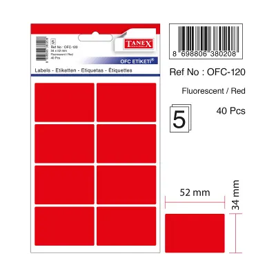 TANEX OFC-120 KIRMIZI 34x52 mm OFİS ETİKETİ (Best)