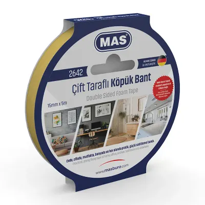 MAS 2642 15mmX5mt ÇİFT TARAFLI KÖPÜK BANT (Best)