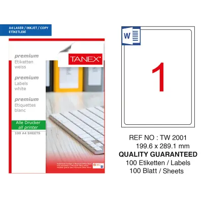 TANEX 199,6x289,1 LASER ETİKET TW-2001 (Best)