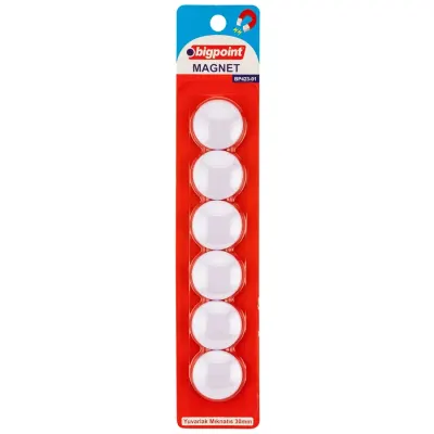 Bigpoint Magnet 30mm (Mıknatıs) Beyaz 6'lı Blister