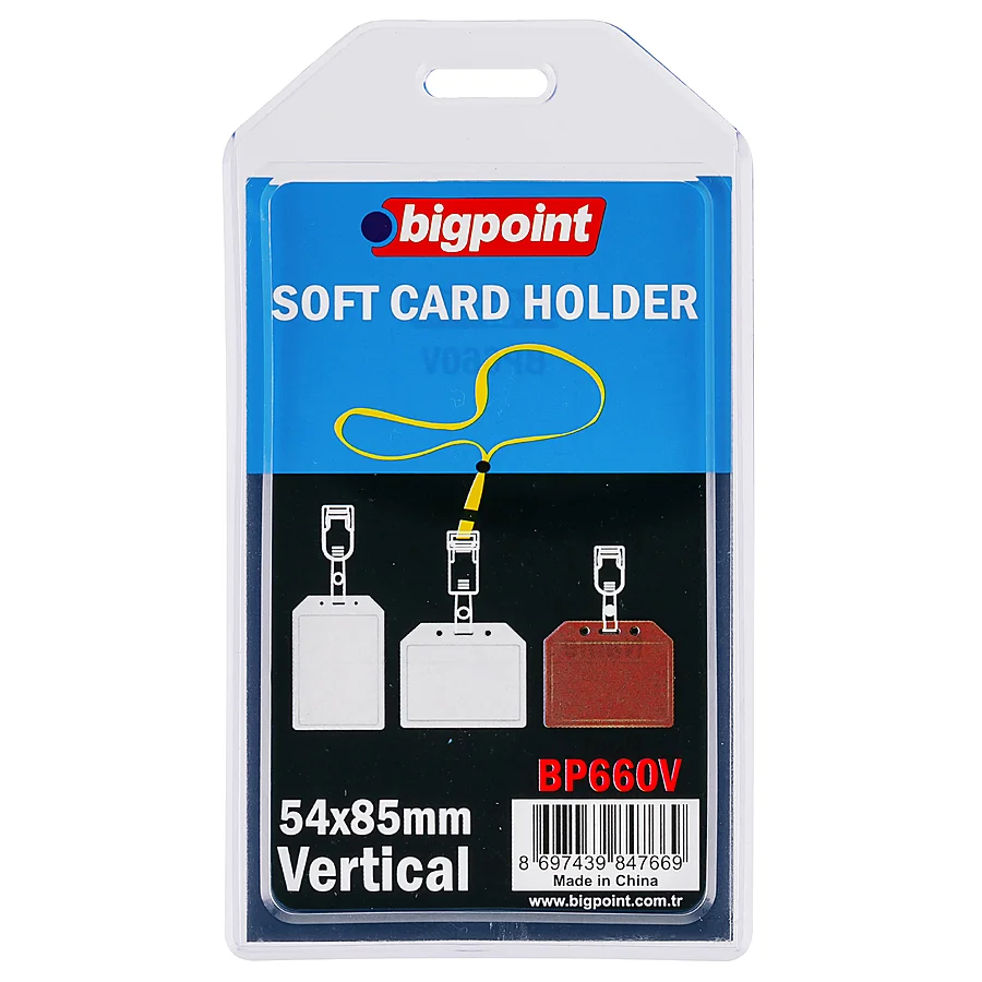 Bigpoint Kart Kabı Dikey Şeffaf 54x85mm