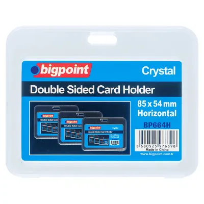 Bigpoint Çift Taraflı Kart Kabı Kristal Yatay Şeffaf 85x54mm