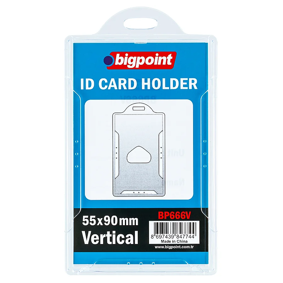 Bigpoint Kart Kabı Sert Dikey Şeffaf 55x90mm