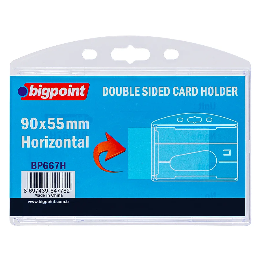 Bigpoint Çift Taraflı Kart Kabı Yatay Şeffaf 90x55mm