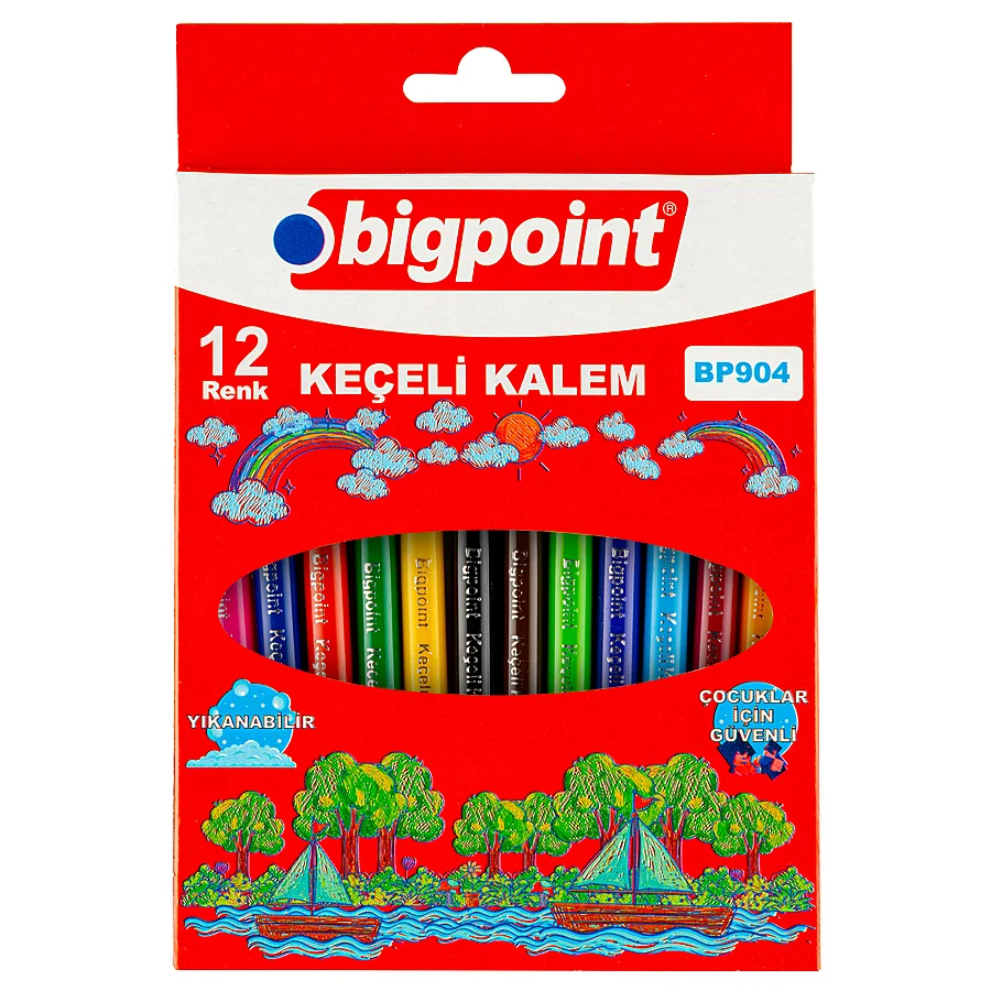 Bigpoint Keçeli Kalem 12'li Set (Karton Kutulu)