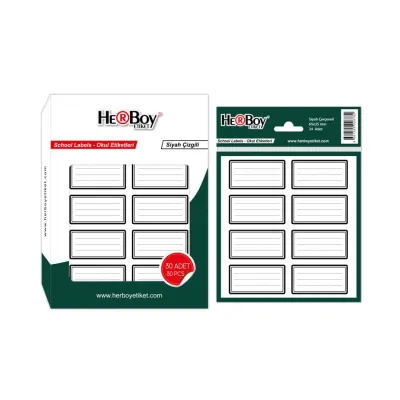 HERBOY HRB-2879 OKUL ETİKETİ ÇİZGİLİ SİYAH KUTU 20'Lİ PŞT - KUTU HRB-2879