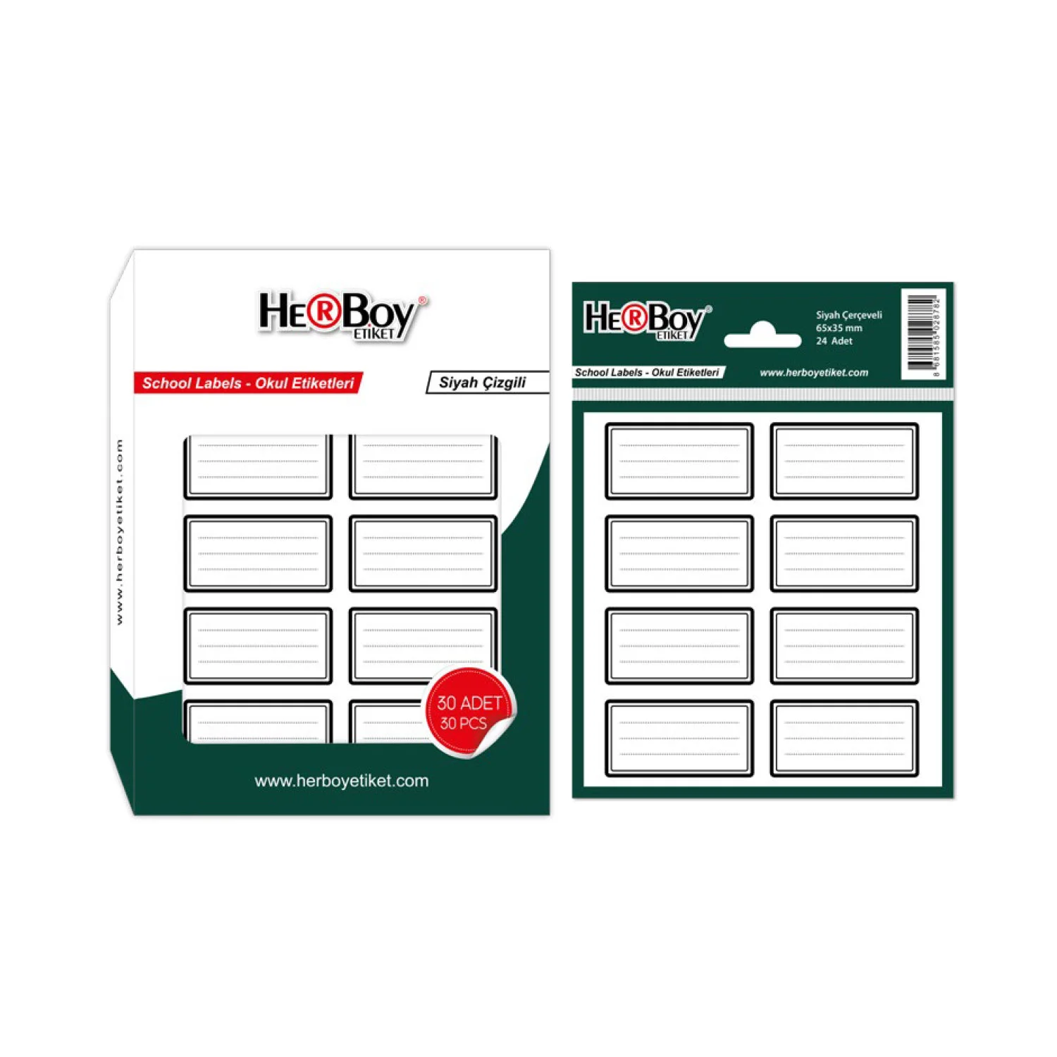 HERBOY HRB-2879 OKUL ETİKETİ ÇİZGİLİ SİYAH KUTU 20'Lİ PŞT - KUTU HRB-2879