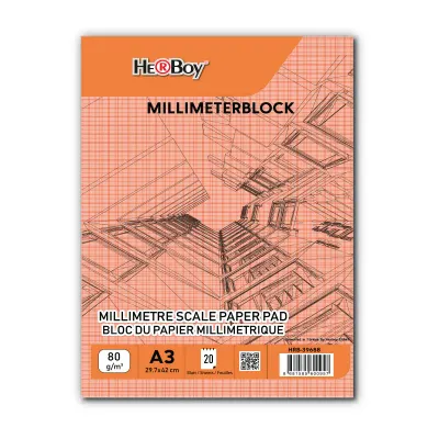 HERBOY MİLİMETRİK A3 20 YP KIRMIZI BLOK 80G HRB-39688