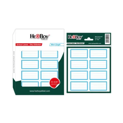 HERBOY HRB-0132 OKUL ETİKETİ ÇİZGİLİ MAVİ KUTU 20'Lİ PŞT. HRB-0132