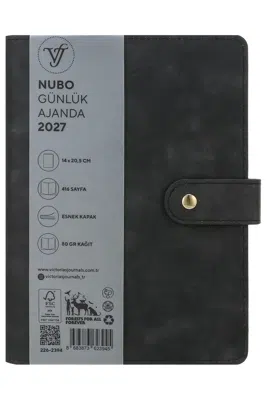 VJ 226-2394 NUBO GÜNLÜK AJANDA A5 (14X20,5CM) IVORY 80 GSM 416 SAYFA GRİ