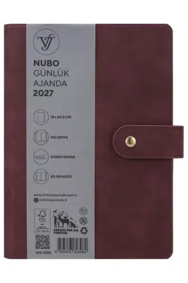 VJ 226-2396 NUBO GÜNLÜK AJANDA A5 (14X20,5CM) IVORY 80 GSM 416 SAYFA MOR
