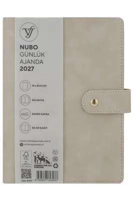 VJ 226-2397 NUBO GÜNLÜK AJANDA A5 (14X20,5CM) IVORY 80 GSM 416 SAYFA KREM