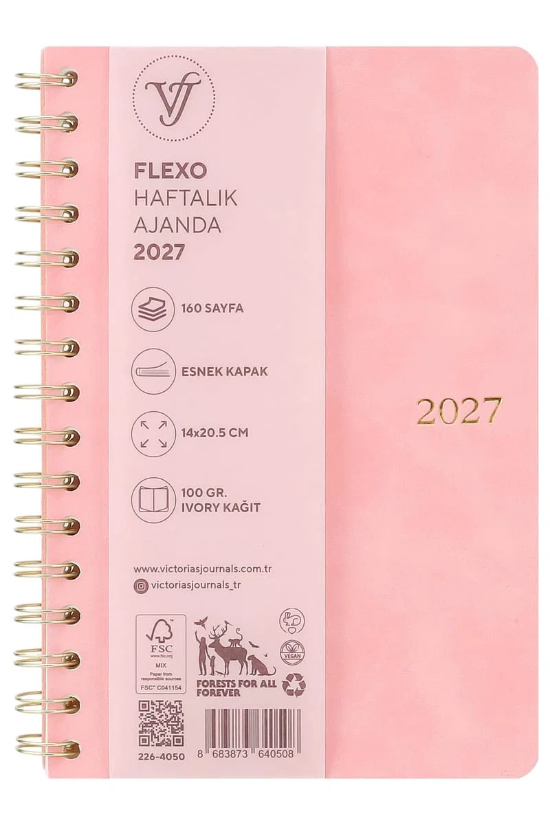 VJ FLEXO VEGAN-HAFTALIK AJANDA A5 (14X20,5 CM). IVORY 80 GR. 160 SAYFA 226-4050