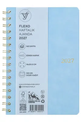VJ FLEXO VEGAN-HAFTALIK AJANDA A5 (14X20,5 CM). IVORY 80 GR. 160 SAYFA 226-4051