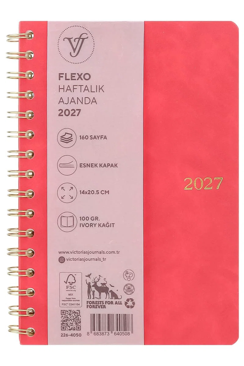 VJ FLEXO VEGAN-HAFTALIK AJANDA A5 (14X20,5 CM). IVORY 80 GR. 160 SAYFA 226-4052
