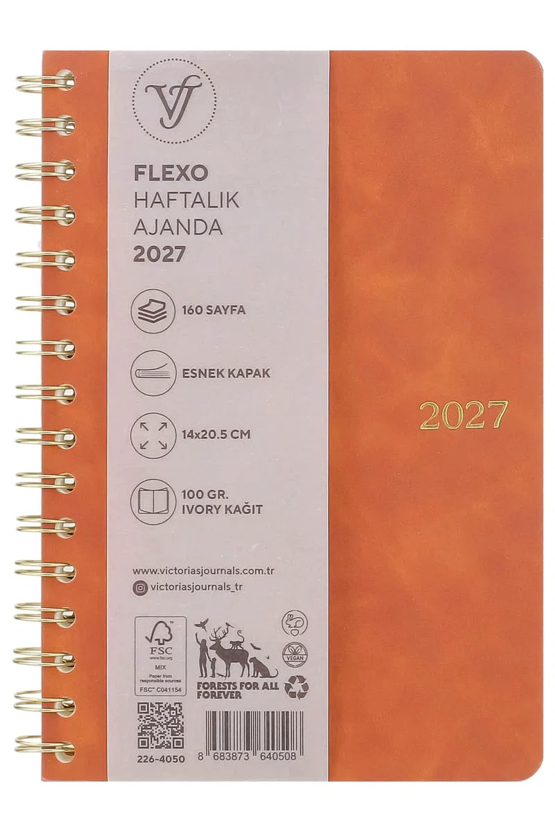 VJ FLEXO VEGAN-HAFTALIK AJANDA A5 (14X20,5 CM). IVORY 80 GR. 160 SAYFA 226-4053