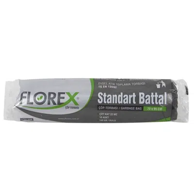 FLOREX ÇÖP TORBASI STANDART BATTAL SİYAH 10 LU ÇT520S