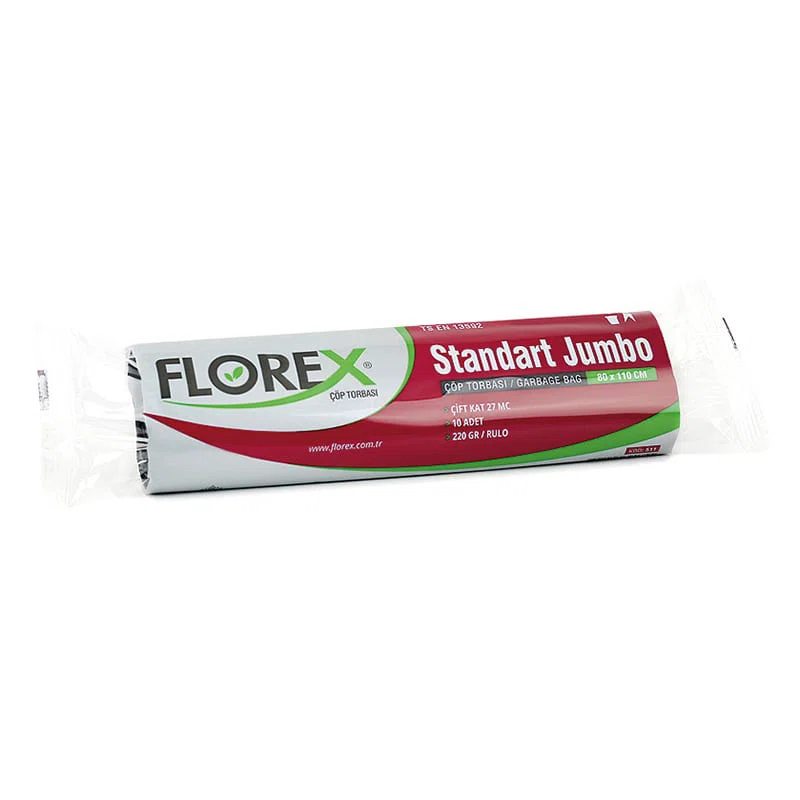 FLOREX ÇÖP TORBASI STANDART JUMBO SİYAH 10 LU ÇT511S