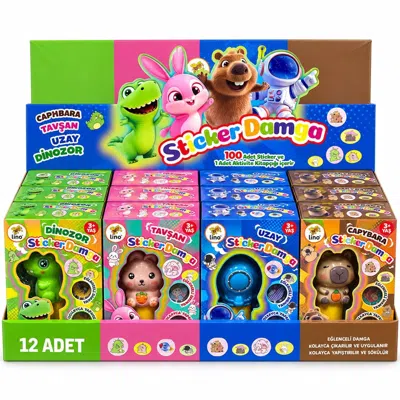 LINO STICKER DAMGA PAKETI 12'Lİ KARIŞIK STAND LS-900