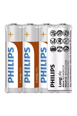 PHILIPS R03L4F/10 LONGLIFE ÇİNKO AAA İNCE PİL 4 LÜ