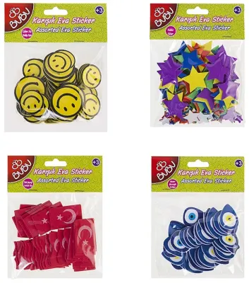 PASİF BU-BU EVA STICKER KARIŞIK 24'LÜ STS0013/STS0016