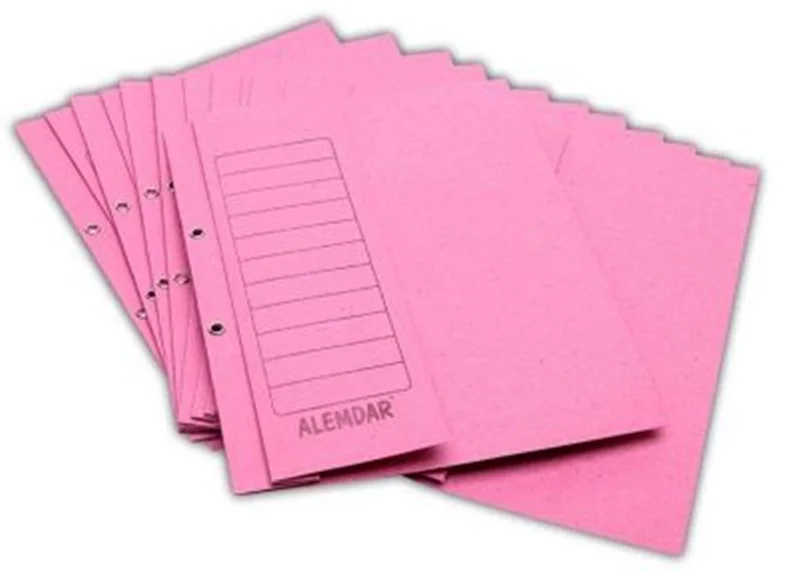 ALEMDAR PEMBE TELLİ YARIM KAPAKLI LÜKS KARTON DOSYA (Best)