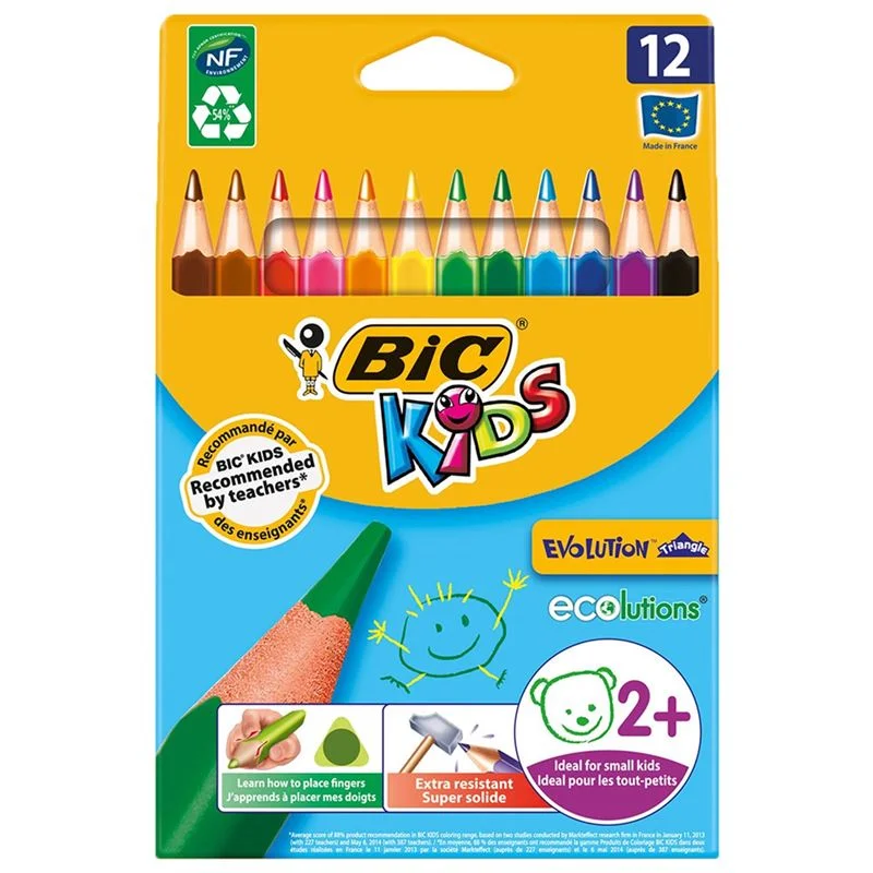 BİC EVOLUTION 12 RENK JUMBO ÜÇGEN KURU BOYA KALEMİ 82973511 (ÖZEL FİYAT) (Best)