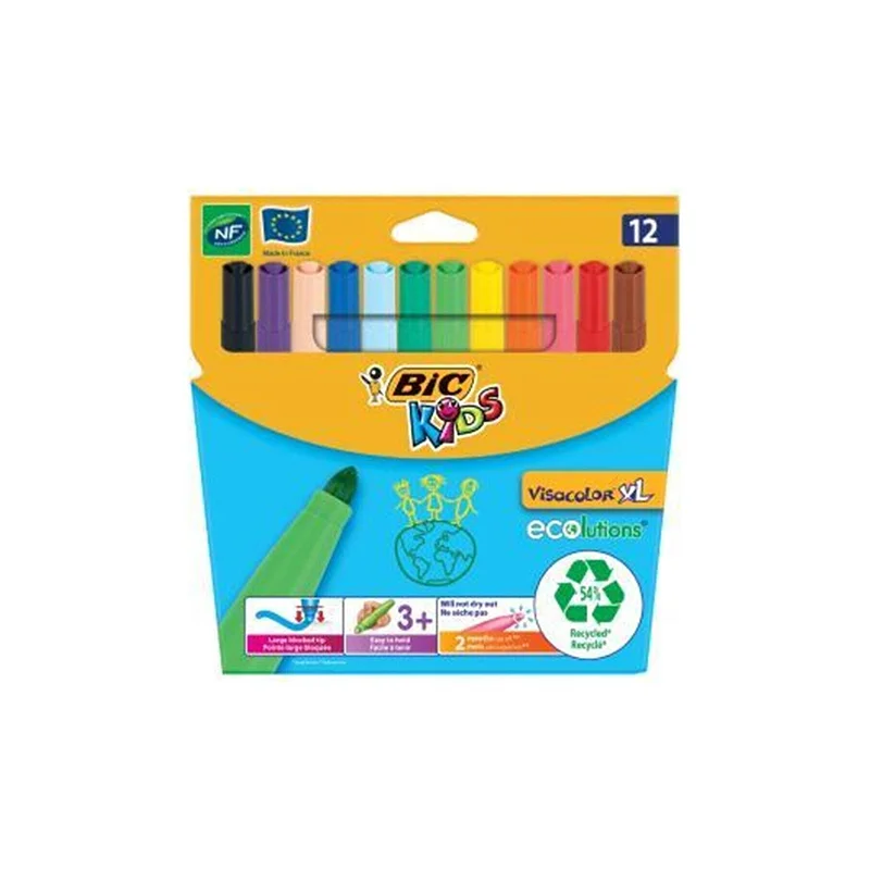 BİC VISACOLOR 12 Lİ XL EKO JUMBO KEÇELİ KALEM 8922233 (ÖZEL FİYAT) (Best)